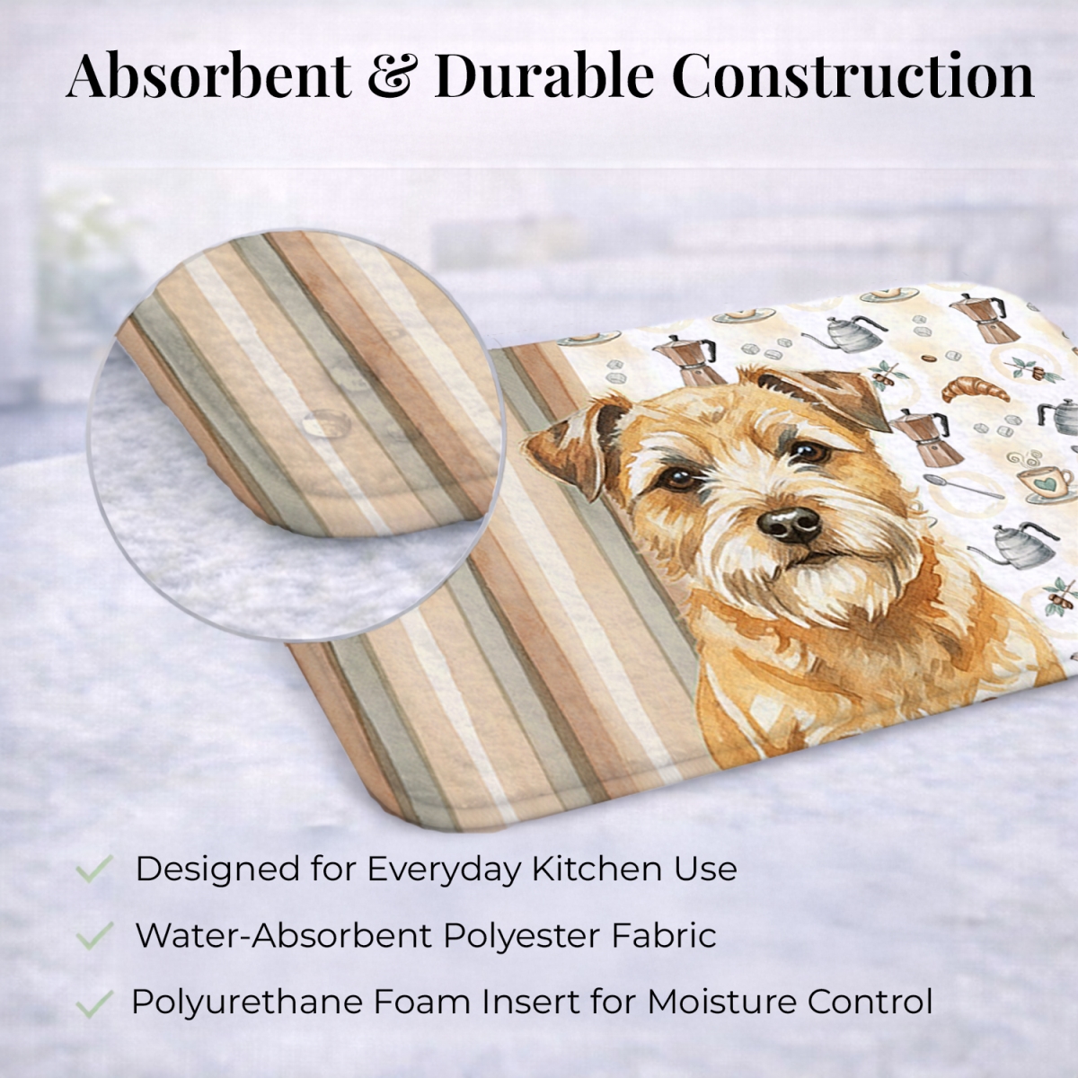 Picture of Carolines Treasures WDK7328DDM 21 x 14 in. Wheaten Border Terrier Coffee Bar Dish Drying Mat