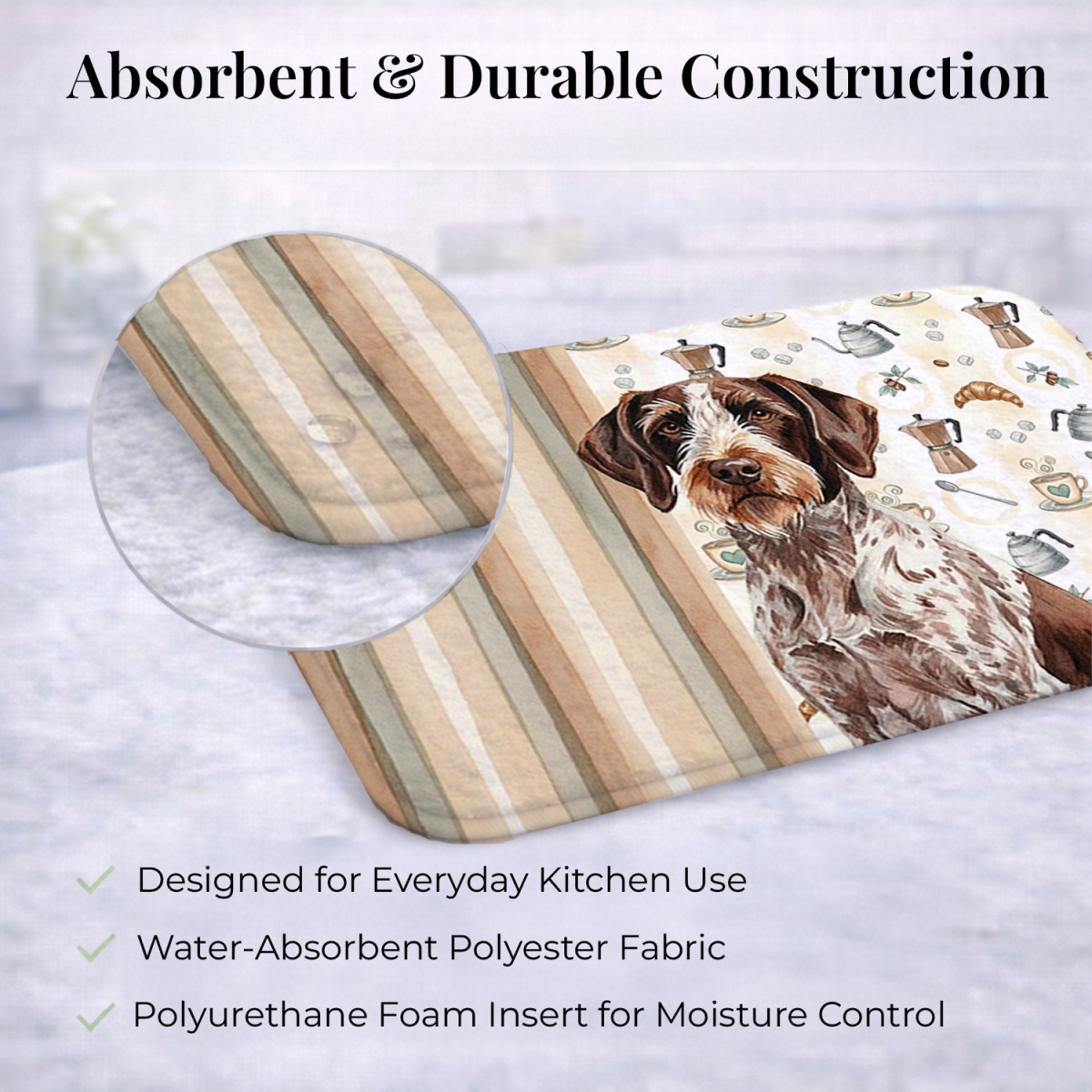 Picture of Carolines Treasures WDK7450DDM 21 x 14 in. Roan German Wirehaired Pointer Coffee Bar Dish Drying Mat