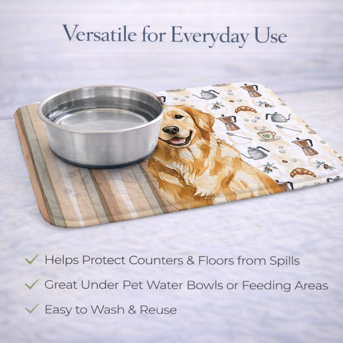 Picture of Carolines Treasures WDK7451DDM 21 x 14 in. Golden Retriever Coffee Bar Dish Drying Mat