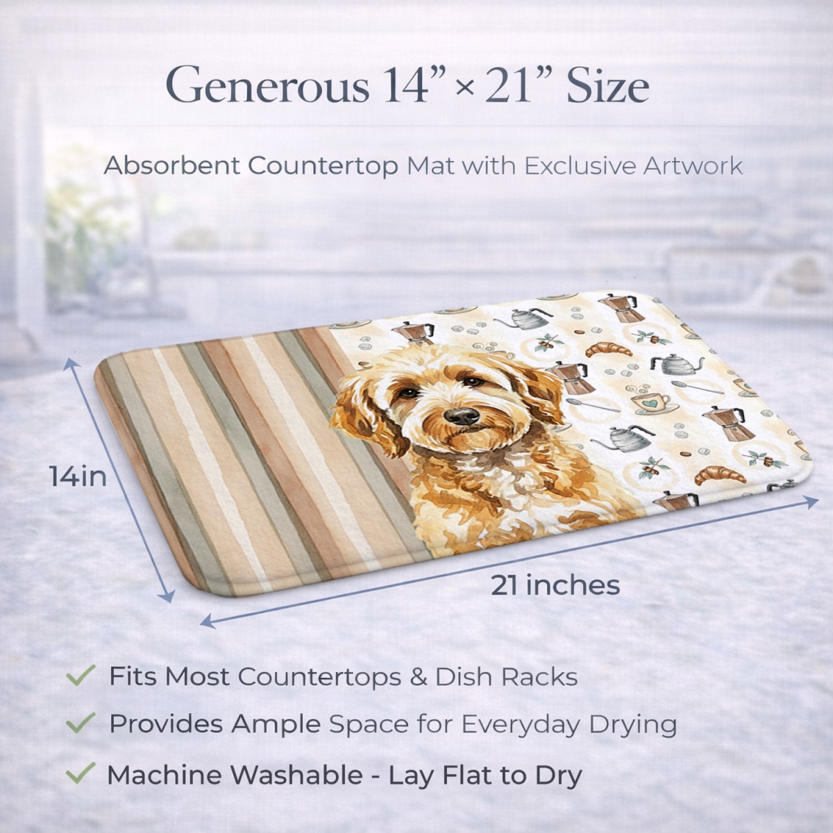 Picture of Carolines Treasures WDK7452DDM 21 x 14 in. Goldendoodle Coffee Bar Dish Drying Mat