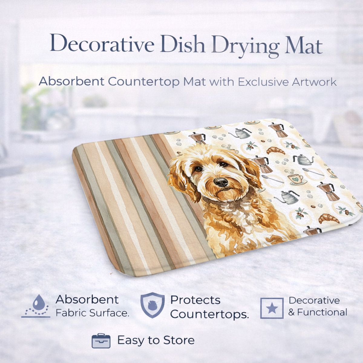 Picture of Carolines Treasures WDK7452DDM 21 x 14 in. Goldendoodle Coffee Bar Dish Drying Mat