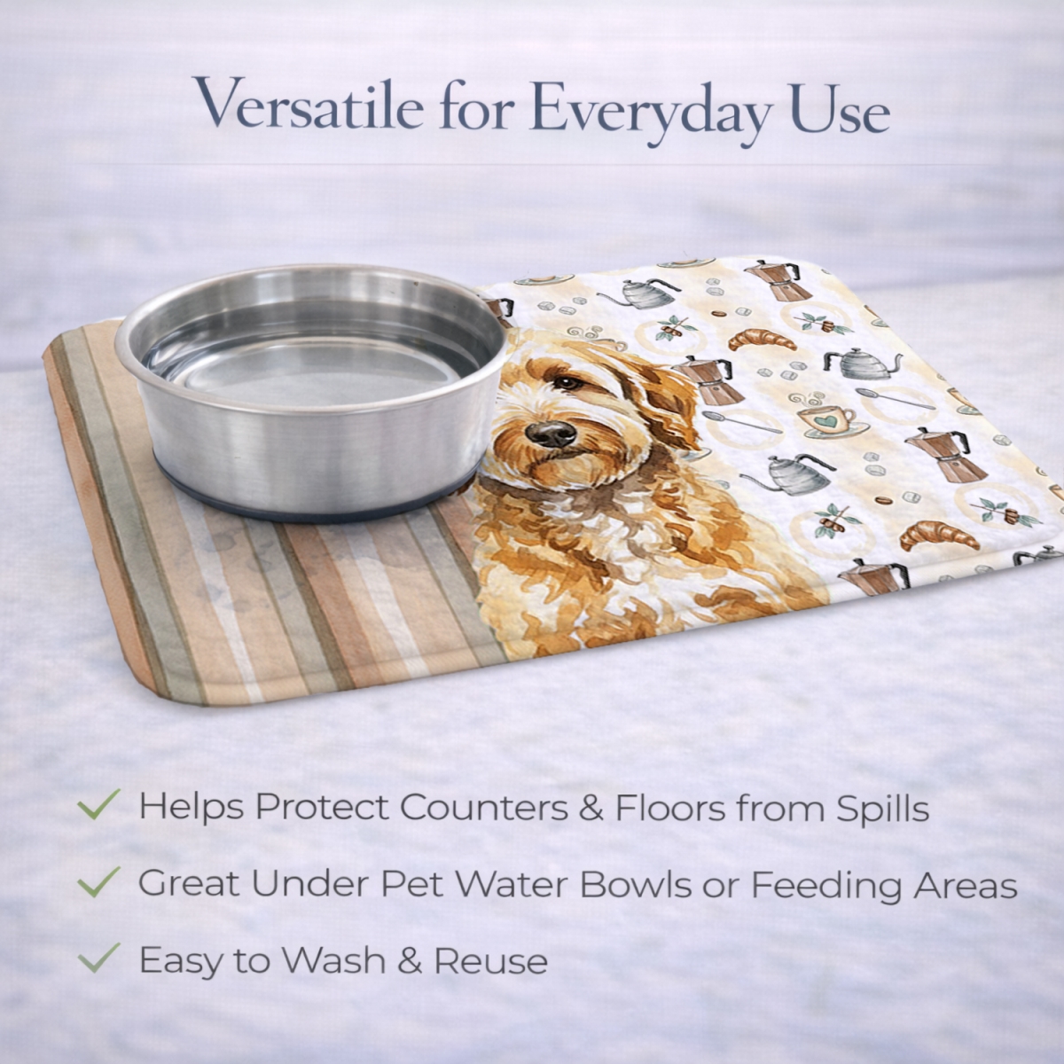 Picture of Carolines Treasures WDK7452DDM 21 x 14 in. Goldendoodle Coffee Bar Dish Drying Mat