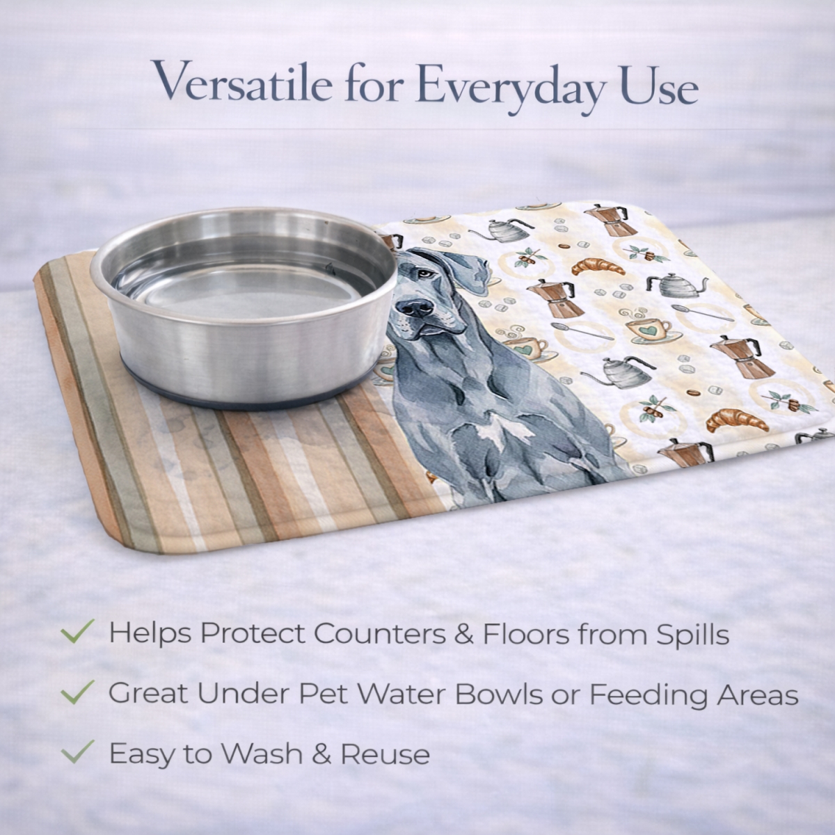 Picture of Carolines Treasures WDK7454DDM 21 x 14 in. Blue Great Dane Coffee Bar Dish Drying Mat