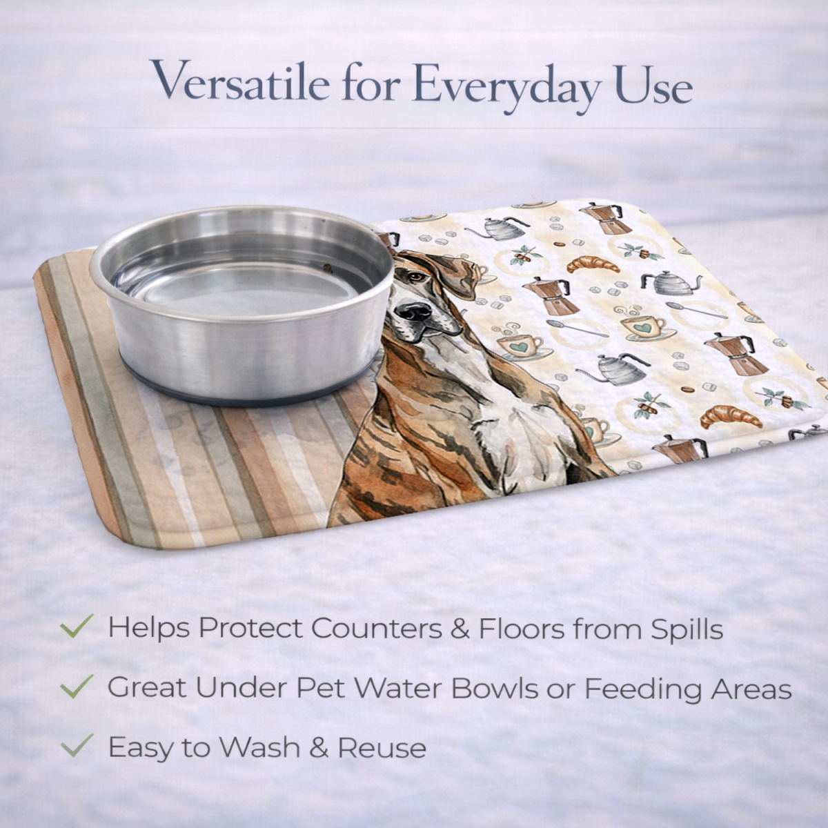 Picture of Carolines Treasures WDK7455DDM 21 x 14 in. Brindle Great Dane Coffee Bar Dish Drying Mat