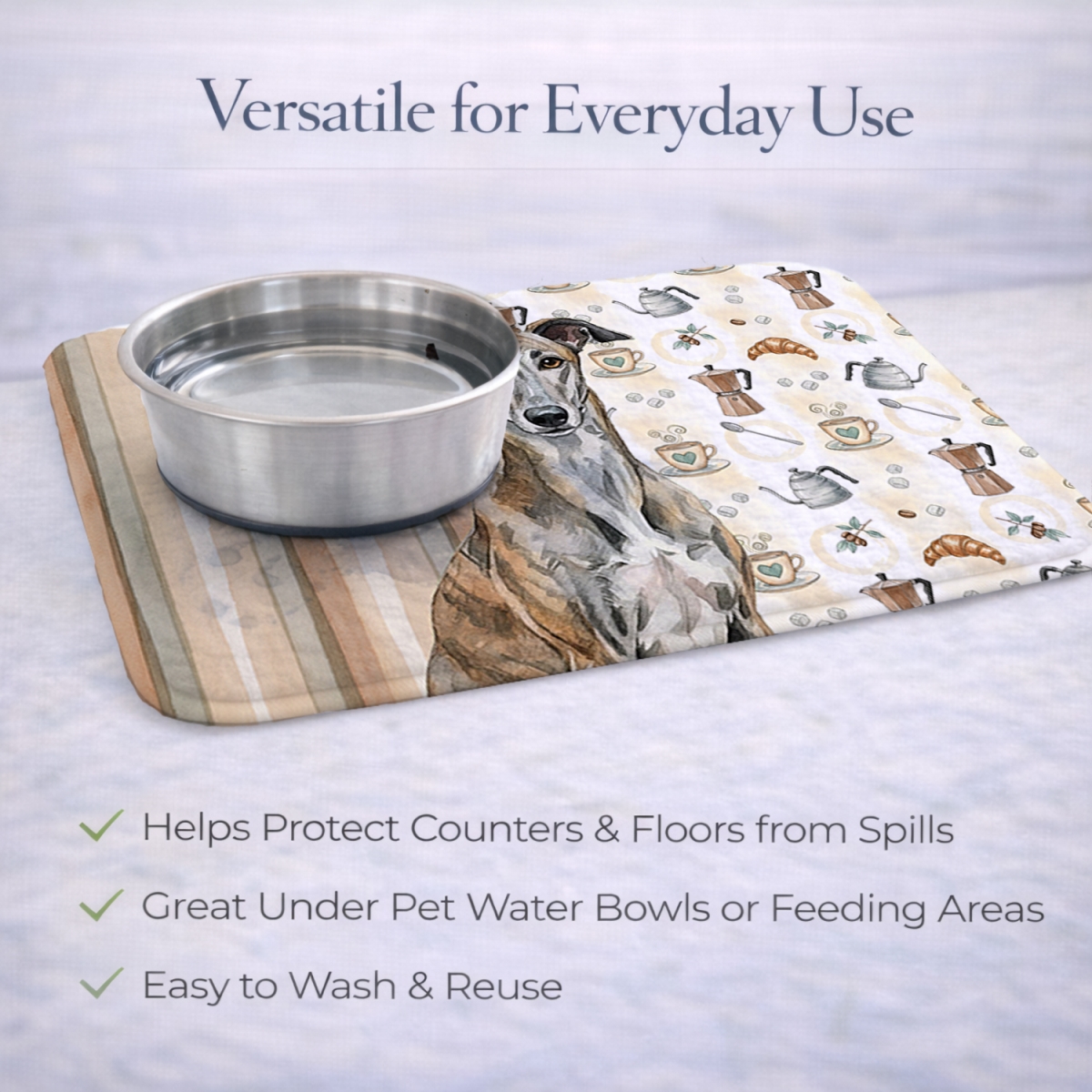 Picture of Carolines Treasures WDK7463DDM 21 x 14 in. Brindle Greyhound Coffee Bar Dish Drying Mat