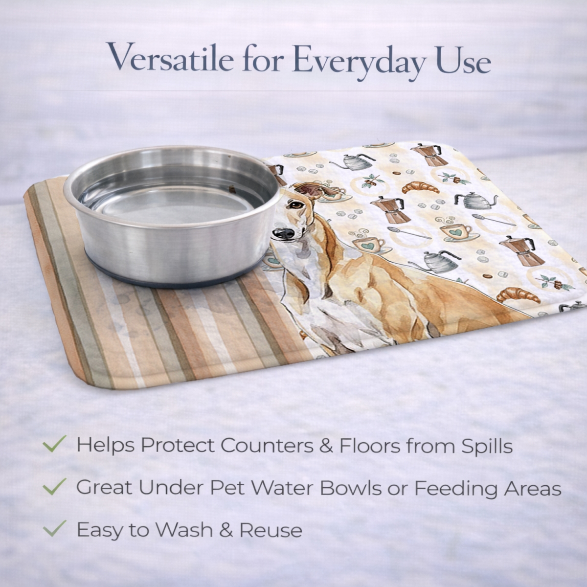 Picture of Carolines Treasures WDK7464DDM 21 x 14 in. Fawn Greyhound Coffee Bar Dish Drying Mat