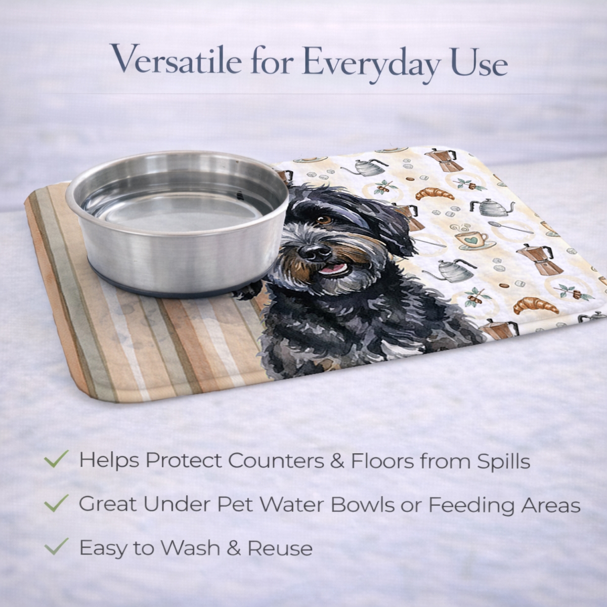 Picture of Carolines Treasures WDK7467DDM 21 x 14 in. Black Havanese Coffee Bar Dish Drying Mat