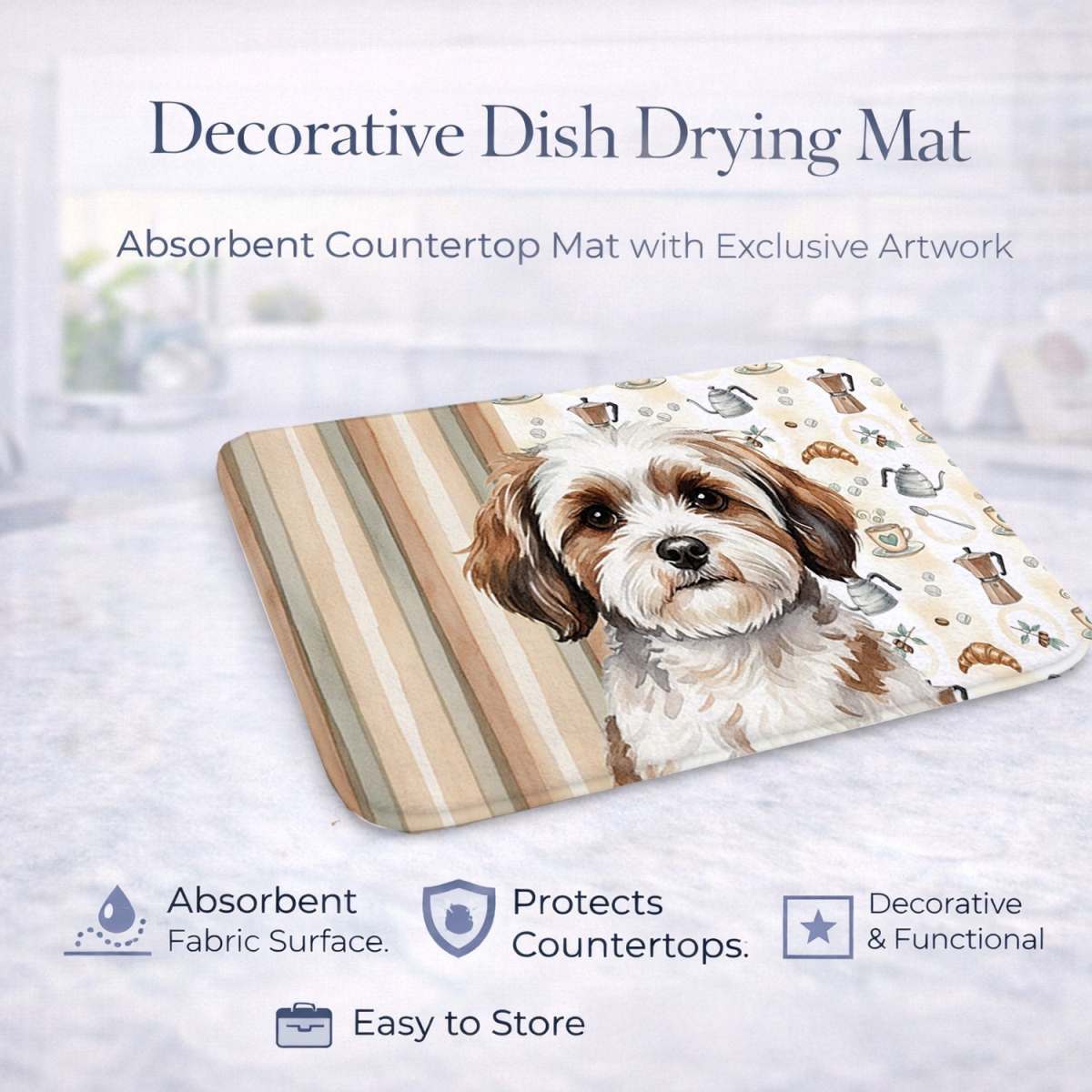 Picture of Carolines Treasures WDK7468DDM 21 x 14 in. Parti-Color Havanese Coffee Bar Dish Drying Mat