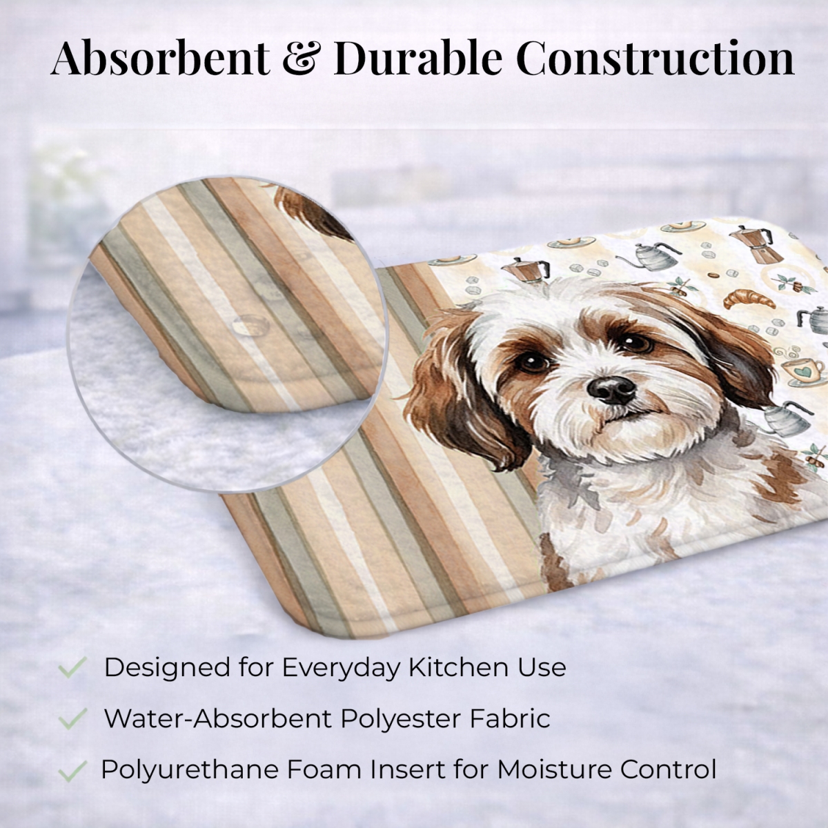 Picture of Carolines Treasures WDK7468DDM 21 x 14 in. Parti-Color Havanese Coffee Bar Dish Drying Mat