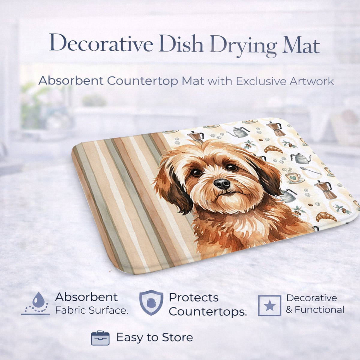 Picture of Carolines Treasures WDK7469DDM 21 x 14 in. Sable Havanese Coffee Bar Dish Drying Mat