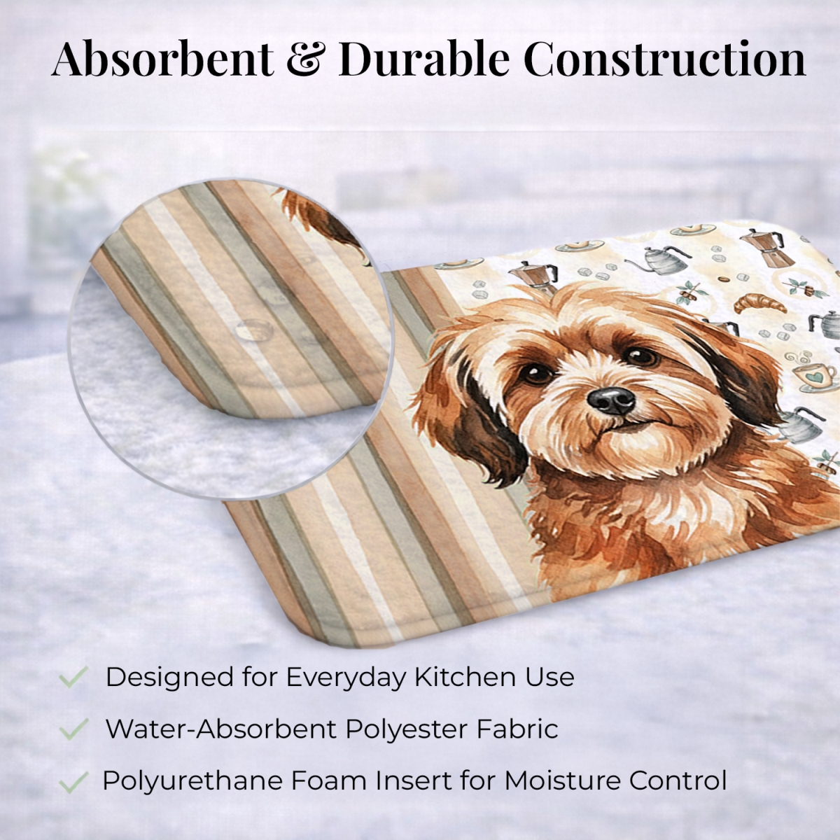 Picture of Carolines Treasures WDK7469DDM 21 x 14 in. Sable Havanese Coffee Bar Dish Drying Mat