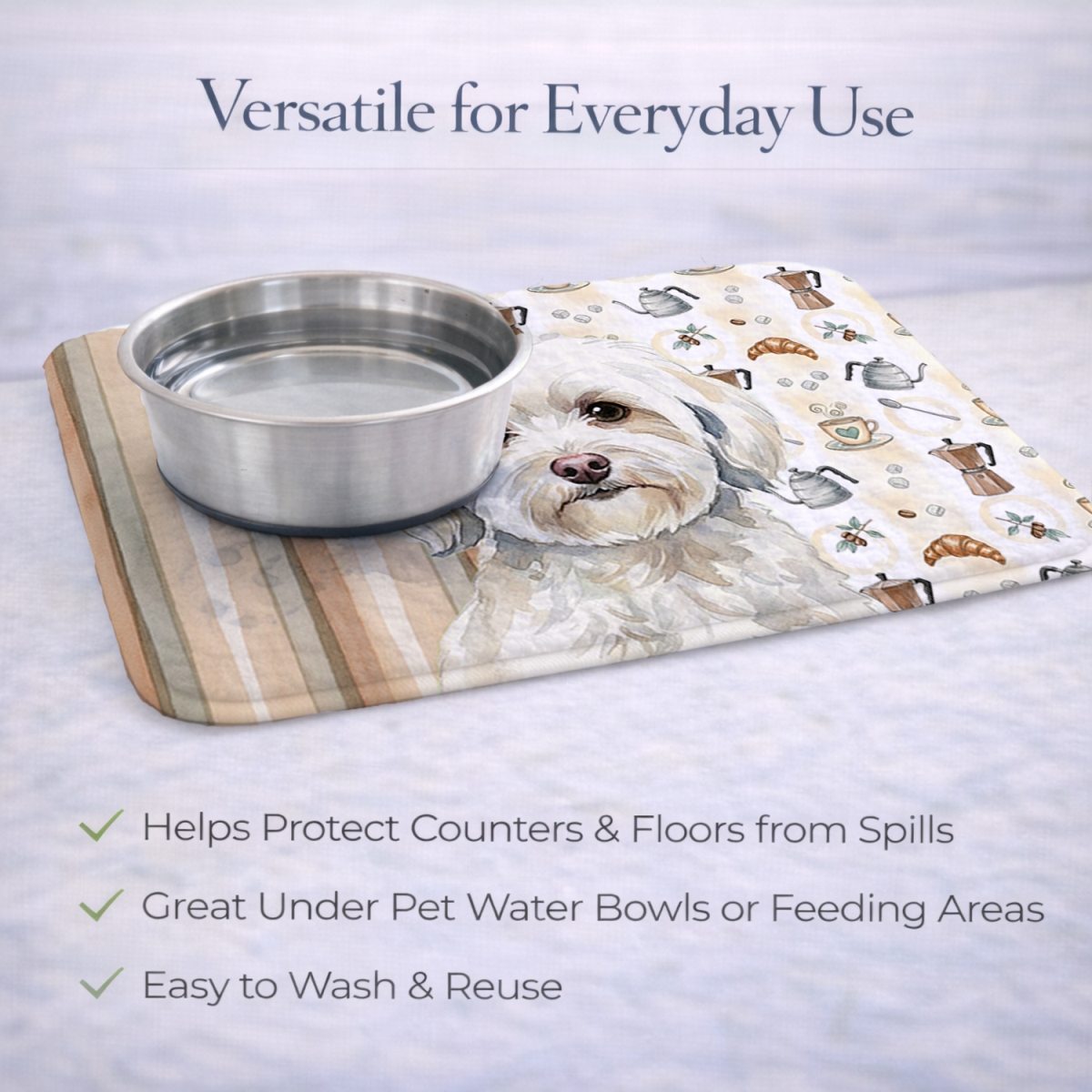 Picture of Carolines Treasures WDK7470DDM 21 x 14 in. White Havanese Coffee Bar Dish Drying Mat