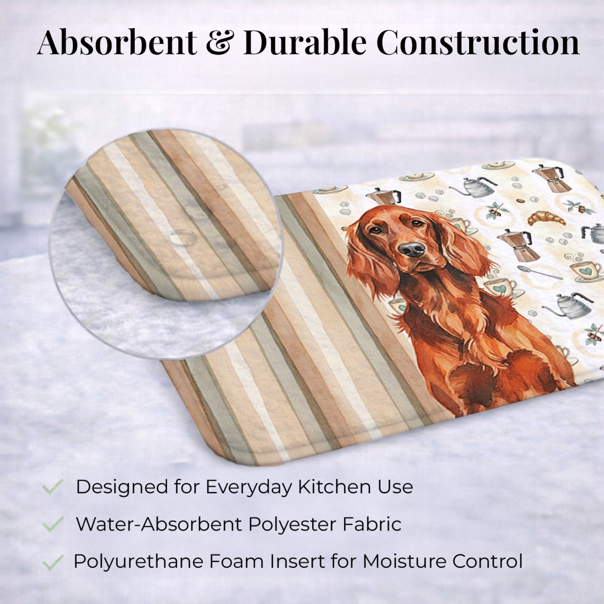 Picture of Carolines Treasures WDK7472DDM 21 x 14 in. Irish Setter Coffee Bar Dish Drying Mat