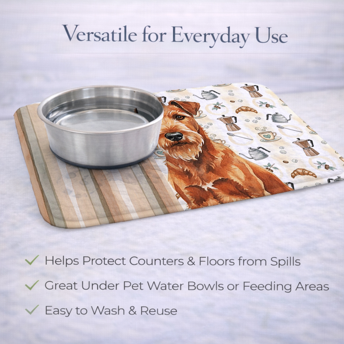 Picture of Carolines Treasures WDK7473DDM 21 x 14 in. Irish Terrier Coffee Bar Dish Drying Mat
