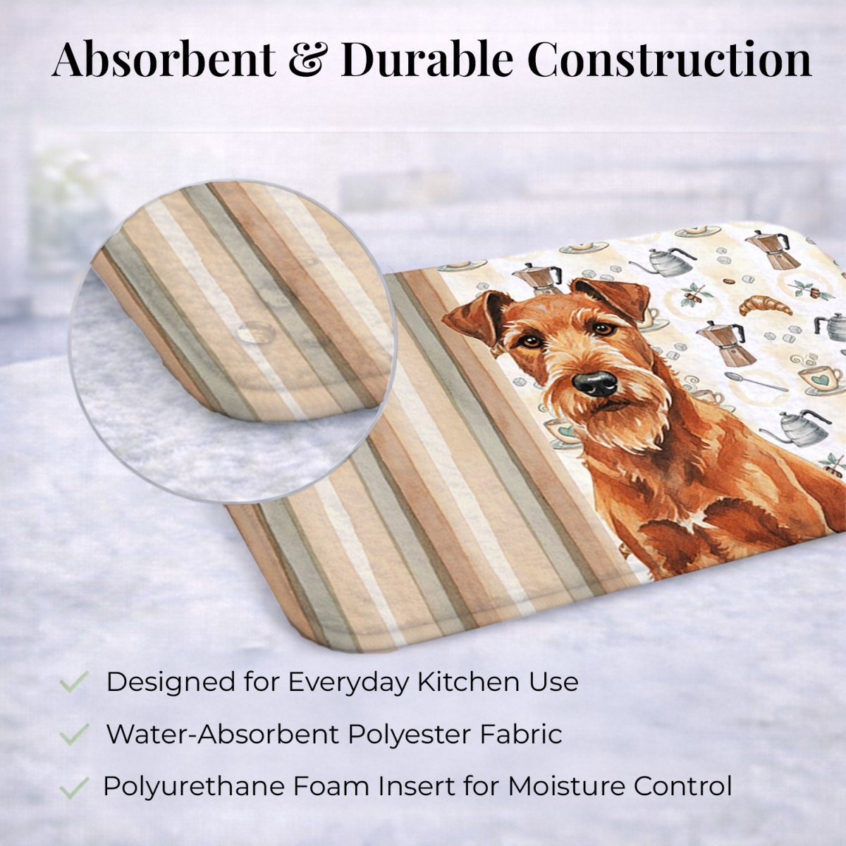 Picture of Carolines Treasures WDK7473DDM 21 x 14 in. Irish Terrier Coffee Bar Dish Drying Mat