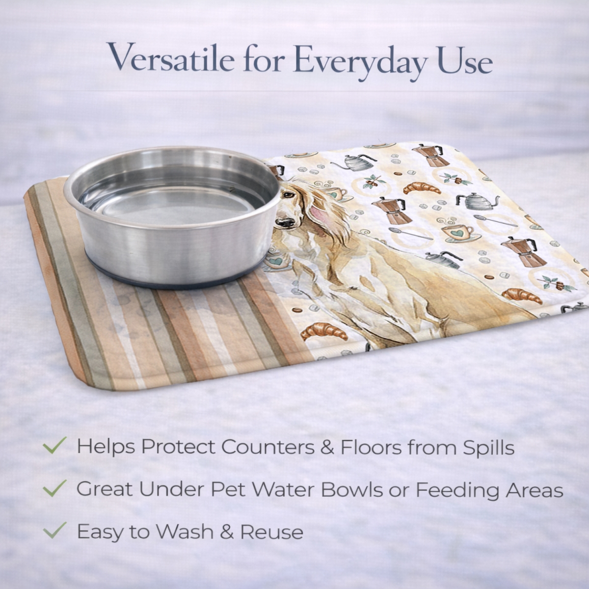 Picture of Carolines Treasures WDK7595DDM 21 x 14 in. Cream Saluki Coffee Bar Dish Drying Mat