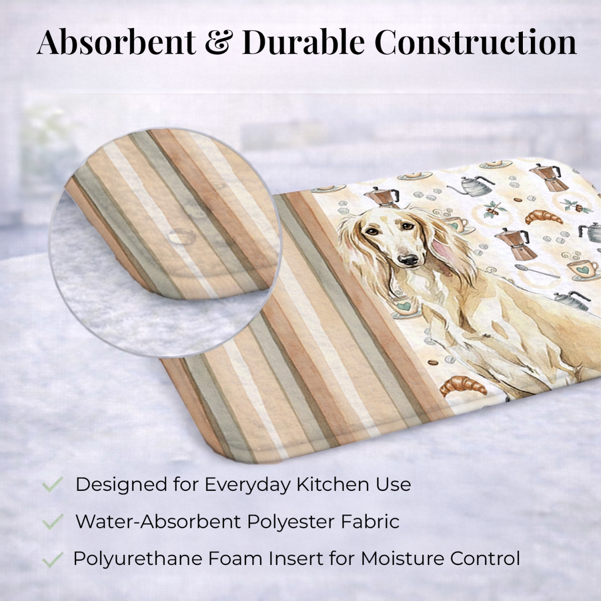 Picture of Carolines Treasures WDK7595DDM 21 x 14 in. Cream Saluki Coffee Bar Dish Drying Mat
