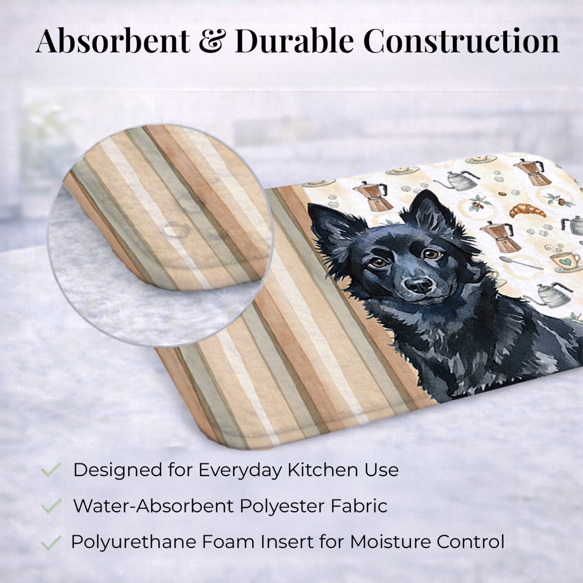 Picture of Carolines Treasures WDK7600DDM 21 x 14 in. Schipperke Coffee Bar Dish Drying Mat