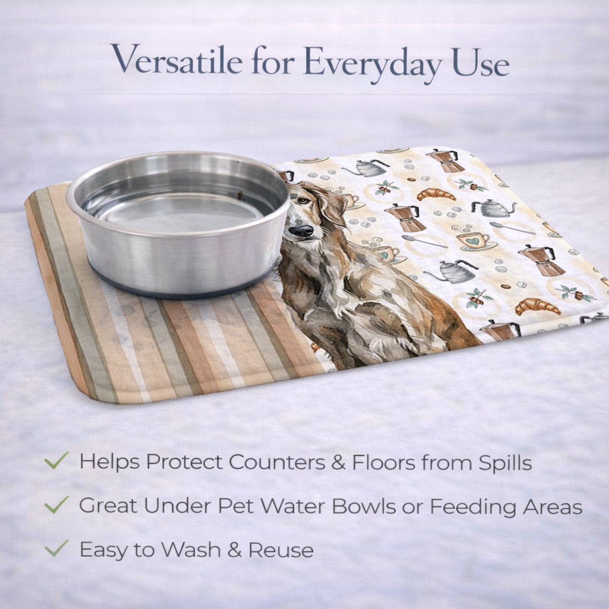 Picture of Carolines Treasures WDK7603DDM 21 x 14 in. Brindle Scottish Deerhound Coffee Bar Dish Drying Mat