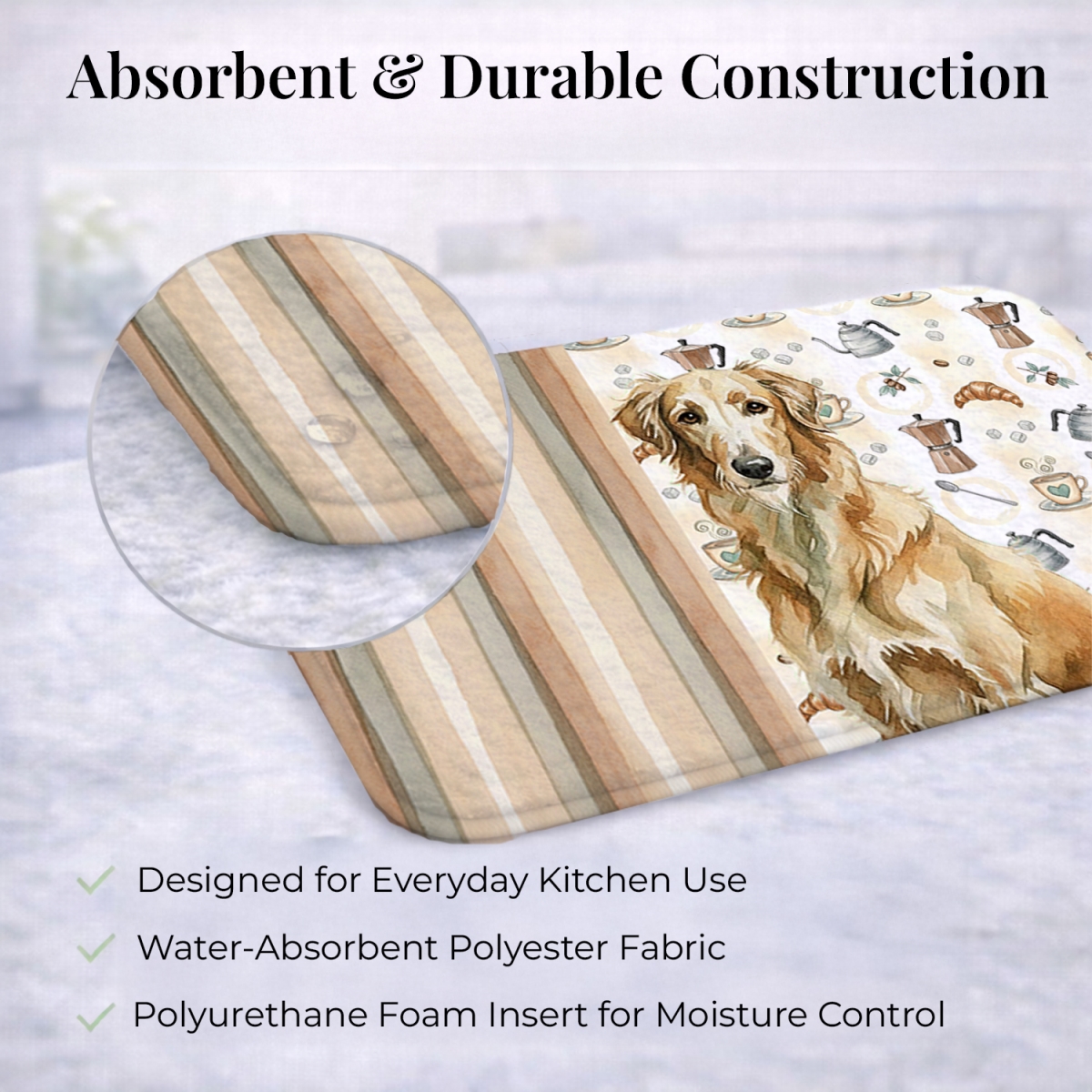 Picture of Carolines Treasures WDK7604DDM 21 x 14 in. Wheaten Scottish Deerhound Coffee Bar Dish Drying Mat