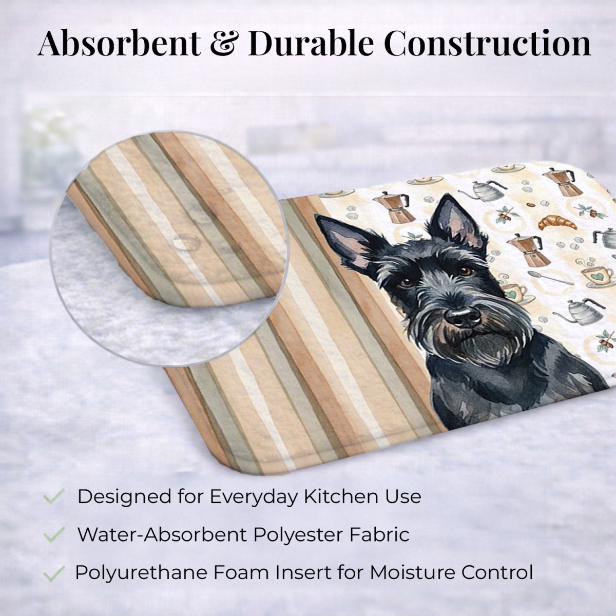 Picture of Carolines Treasures WDK7605DDM 21 x 14 in. Scottish Terrier Coffee Bar Dish Drying Mat