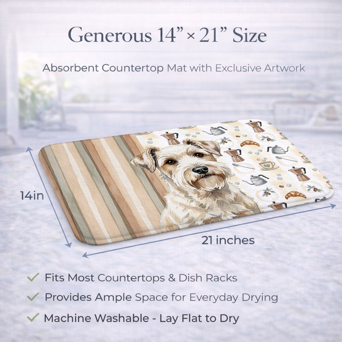 Picture of Carolines Treasures WDK7606DDM 21 x 14 in. Sealyham Terrier Coffee Bar Dish Drying Mat