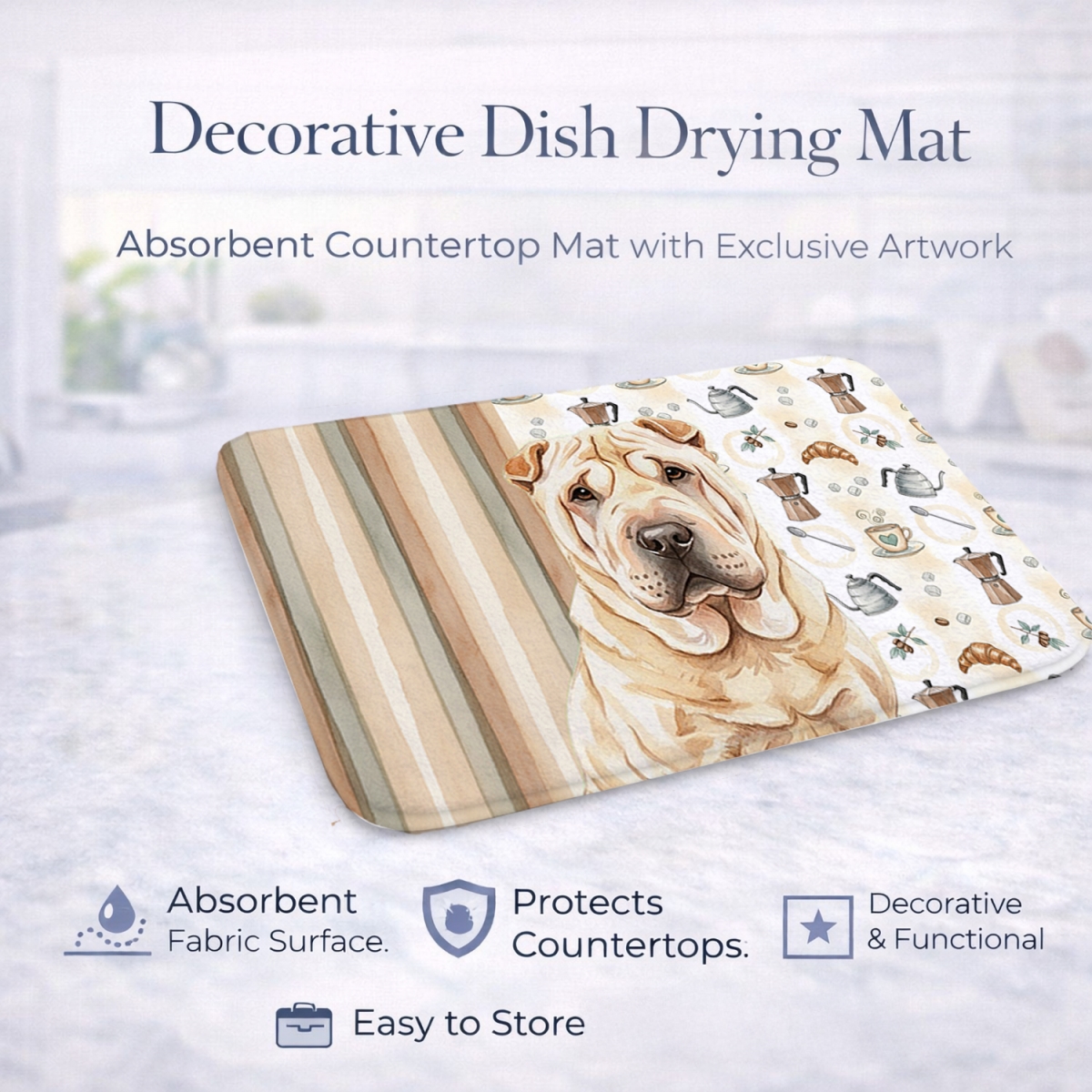 Picture of Carolines Treasures WDK7608DDM 21 x 14 in. Shar Pei Coffee Bar Dish Drying Mat