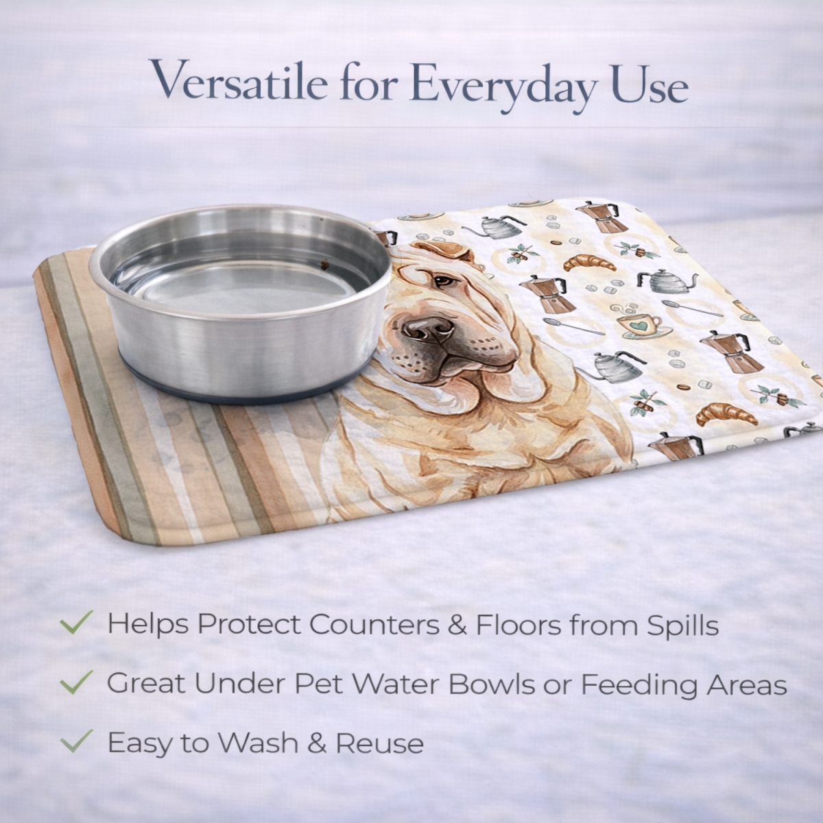 Picture of Carolines Treasures WDK7608DDM 21 x 14 in. Shar Pei Coffee Bar Dish Drying Mat