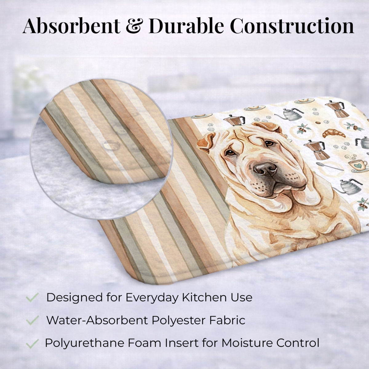 Picture of Carolines Treasures WDK7608DDM 21 x 14 in. Shar Pei Coffee Bar Dish Drying Mat