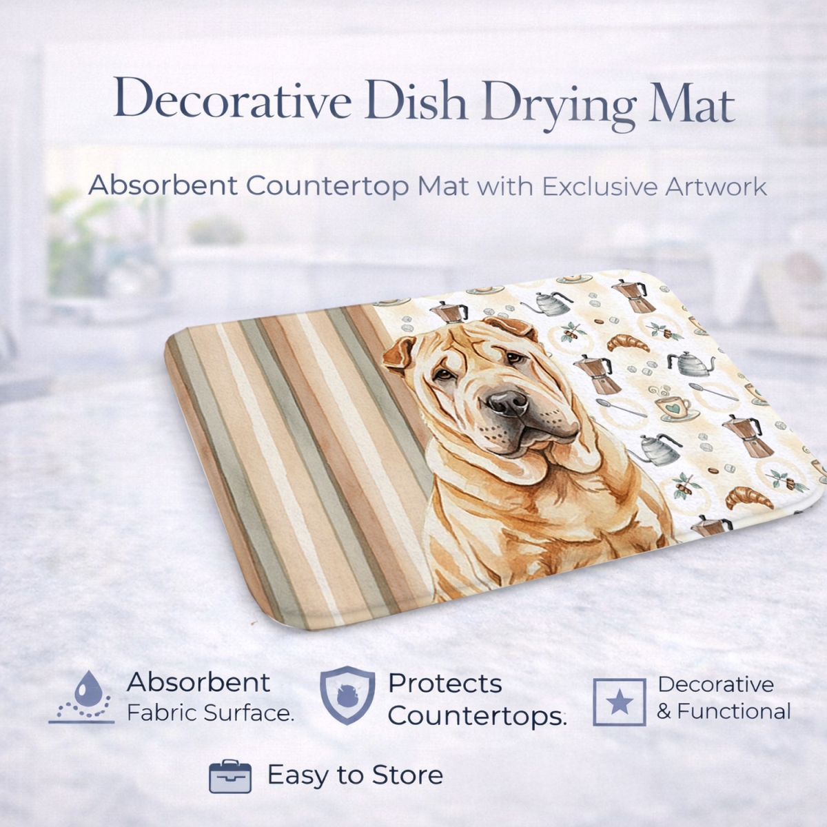 Picture of Carolines Treasures WDK7609DDM 21 x 14 in. Red Shar Pei Coffee Bar Dish Drying Mat