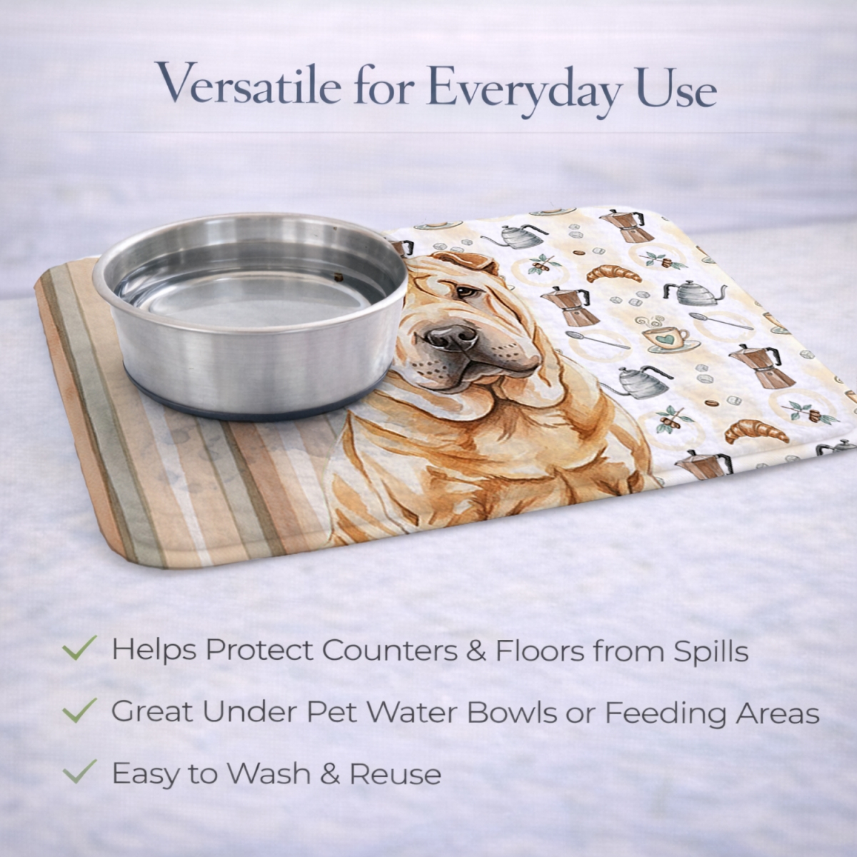 Picture of Carolines Treasures WDK7609DDM 21 x 14 in. Red Shar Pei Coffee Bar Dish Drying Mat