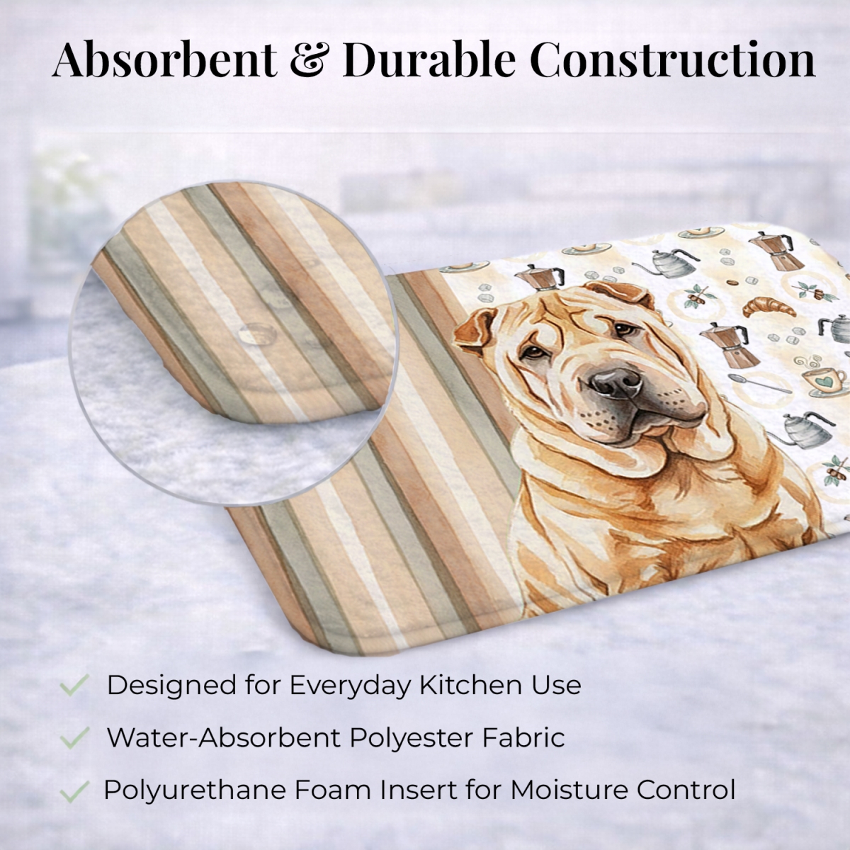 Picture of Carolines Treasures WDK7609DDM 21 x 14 in. Red Shar Pei Coffee Bar Dish Drying Mat