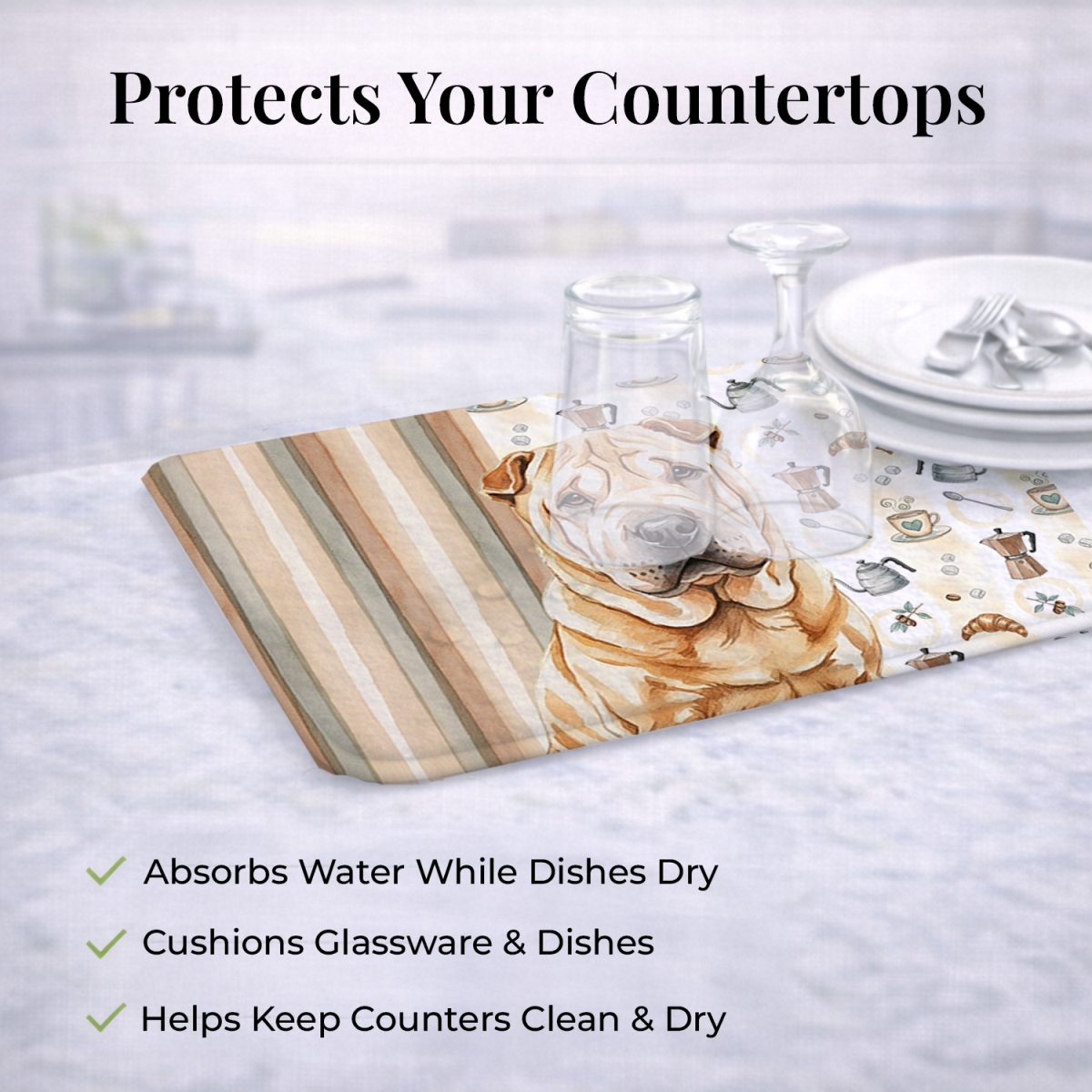 Picture of Carolines Treasures WDK7609DDM 21 x 14 in. Red Shar Pei Coffee Bar Dish Drying Mat