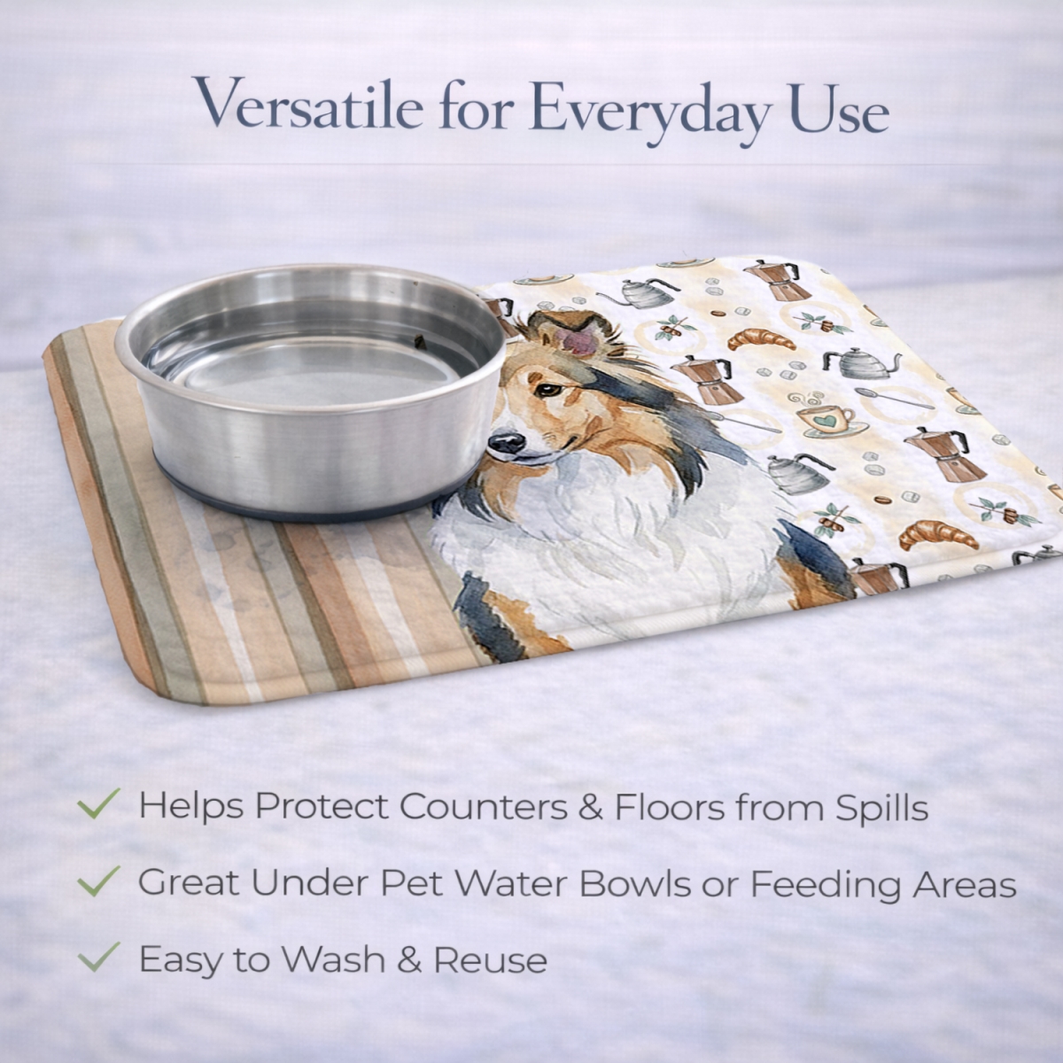Picture of Carolines Treasures WDK7612DDM 21 x 14 in. Sable Sheltie Coffee Bar Dish Drying Mat