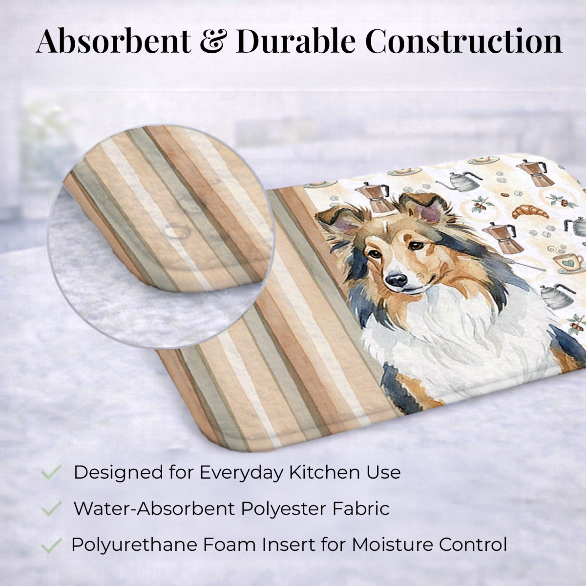 Picture of Carolines Treasures WDK7612DDM 21 x 14 in. Sable Sheltie Coffee Bar Dish Drying Mat