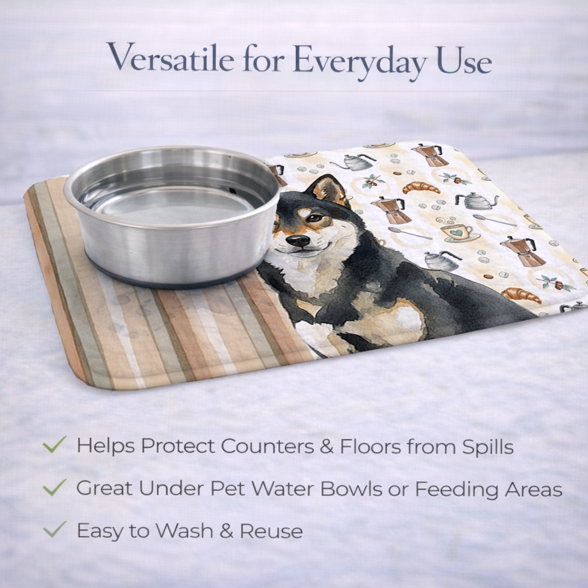 Picture of Carolines Treasures WDK7613DDM 21 x 14 in. Black & Tan Shiba Inu Coffee Bar Dish Drying Mat