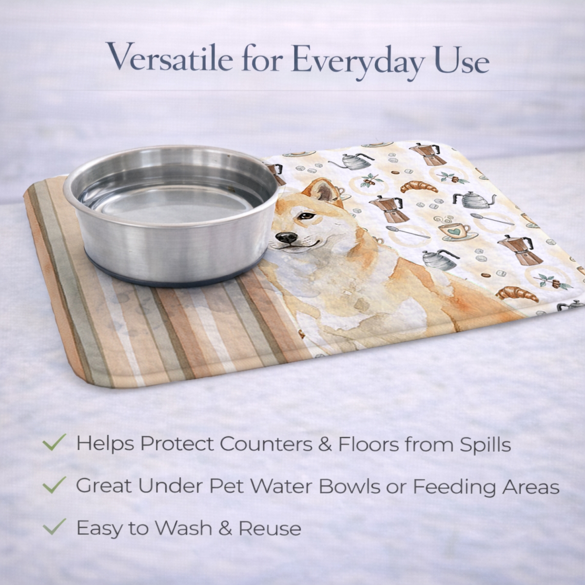 Picture of Carolines Treasures WDK7614DDM 21 x 14 in. Cream Shiba Inu Coffee Bar Dish Drying Mat
