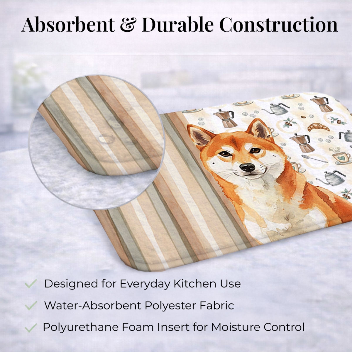 Picture of Carolines Treasures WDK7615DDM 21 x 14 in. Red Shiba Inu Coffee Bar Dish Drying Mat
