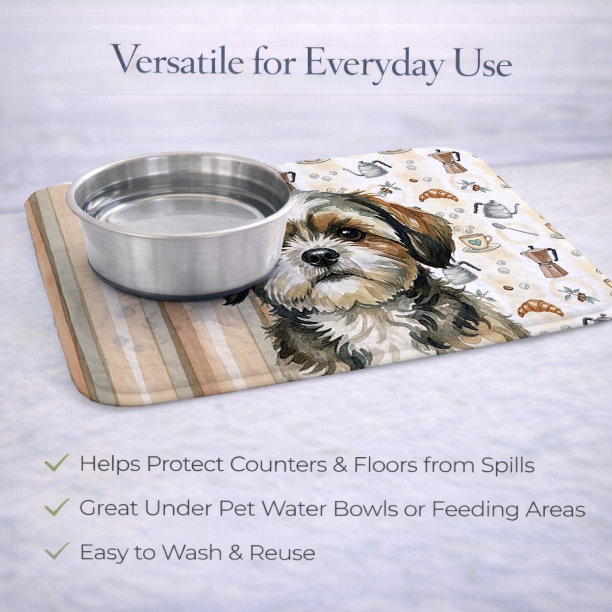 Picture of Carolines Treasures WDK7617DDM 21 x 14 in. Brindle Shih Tzu Coffee Bar Dish Drying Mat