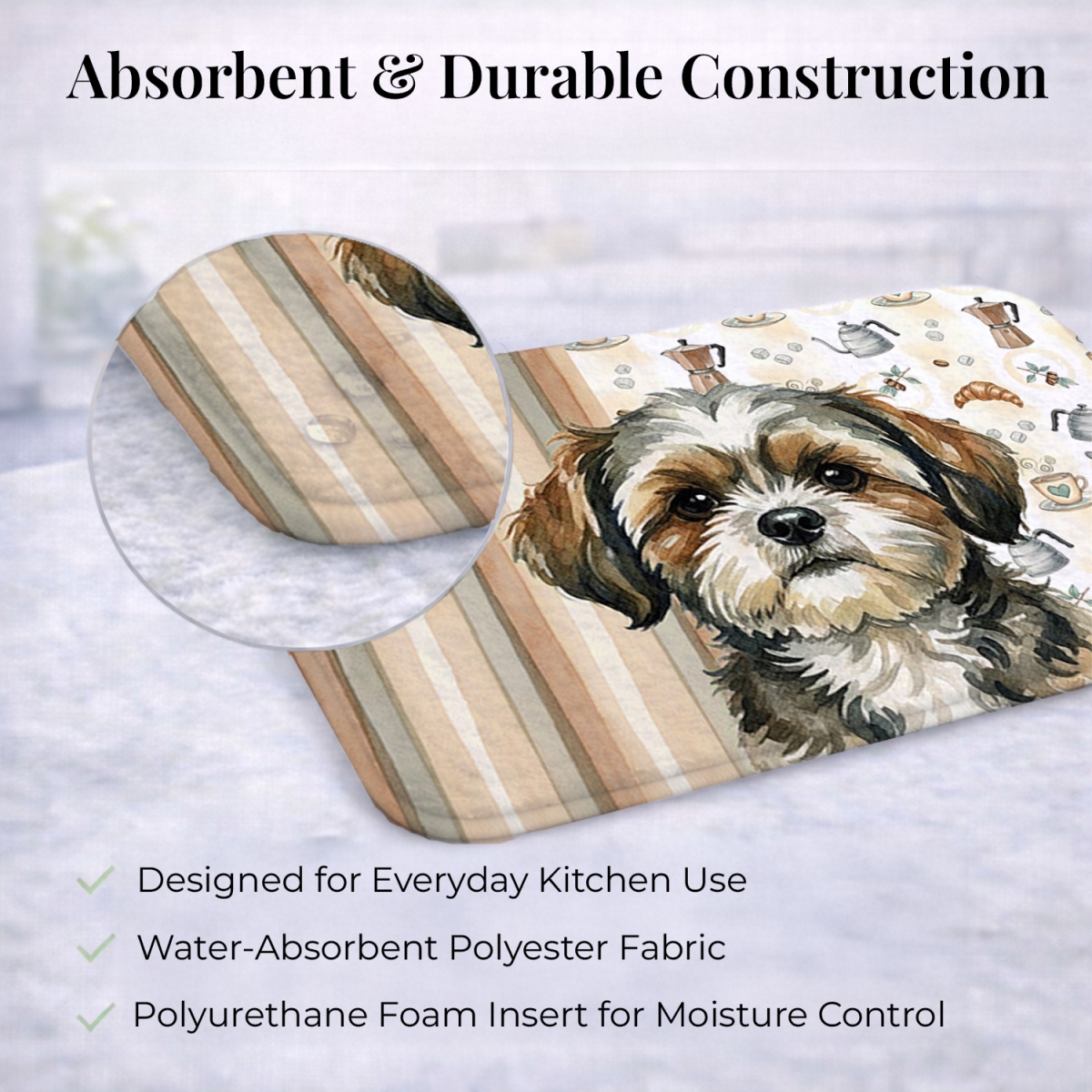 Picture of Carolines Treasures WDK7617DDM 21 x 14 in. Brindle Shih Tzu Coffee Bar Dish Drying Mat