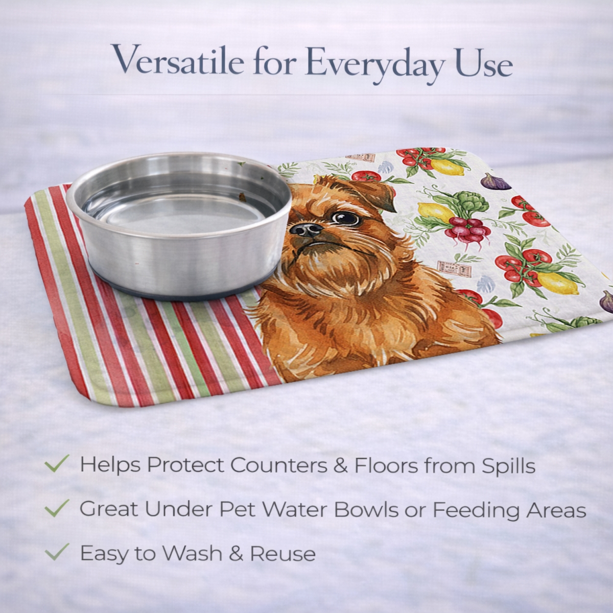 Picture of Carolines Treasures WDK8146DDM 21 x 14 in. Belge Brussels Griffon Vegetables Dish Drying Mat