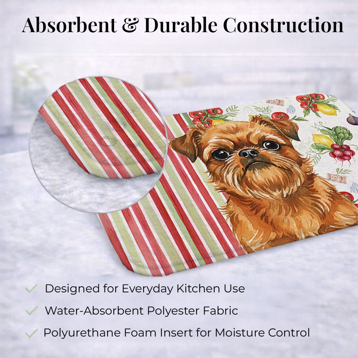 Picture of Carolines Treasures WDK8146DDM 21 x 14 in. Belge Brussels Griffon Vegetables Dish Drying Mat