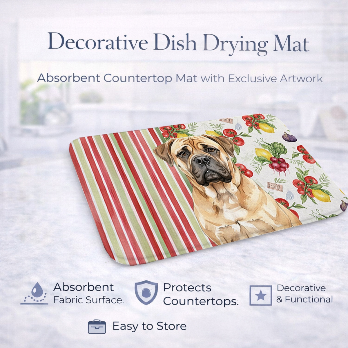 Picture of Carolines Treasures WDK8153DDM 21 x 14 in. Bullmastiff Vegetables Dish Drying Mat