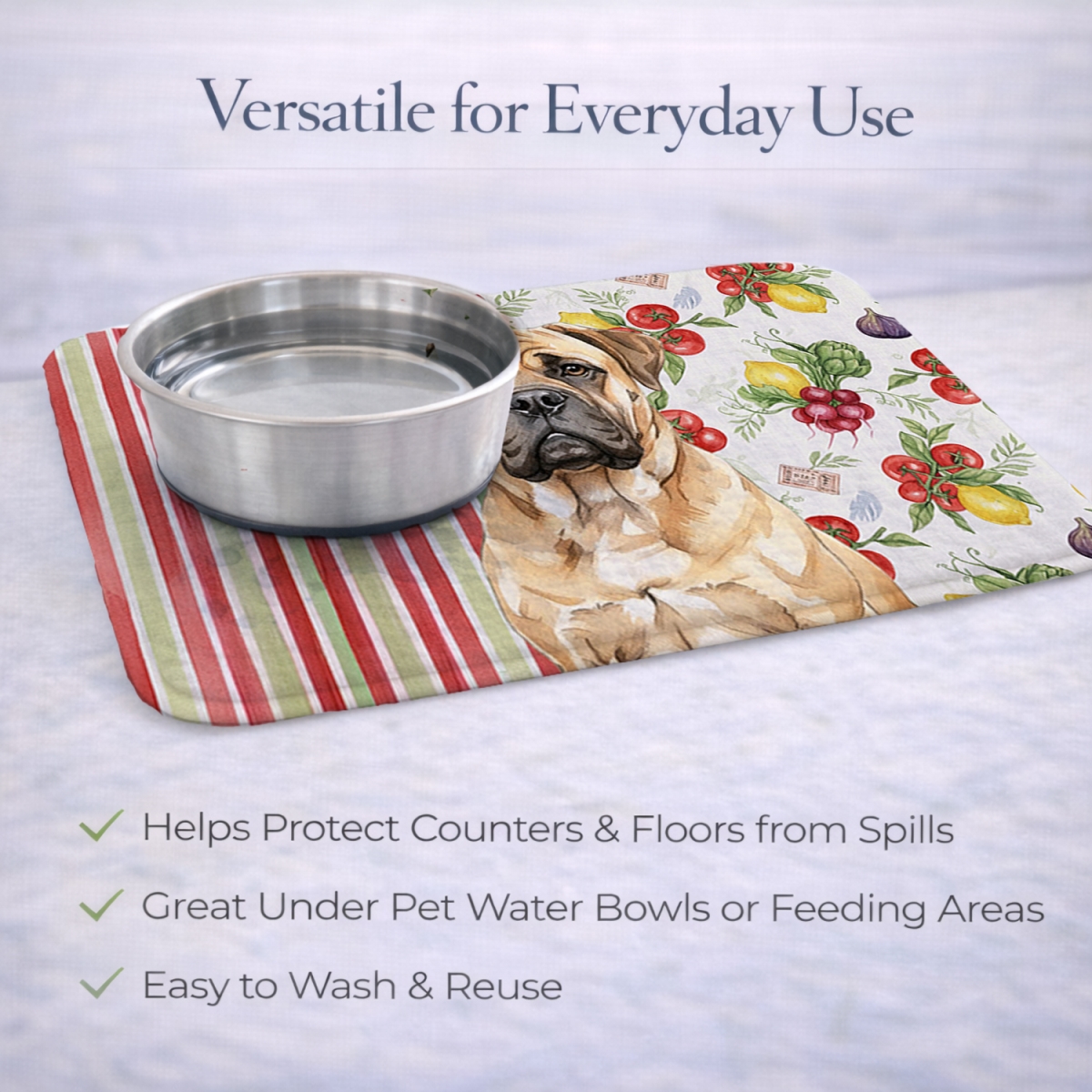 Picture of Carolines Treasures WDK8153DDM 21 x 14 in. Bullmastiff Vegetables Dish Drying Mat