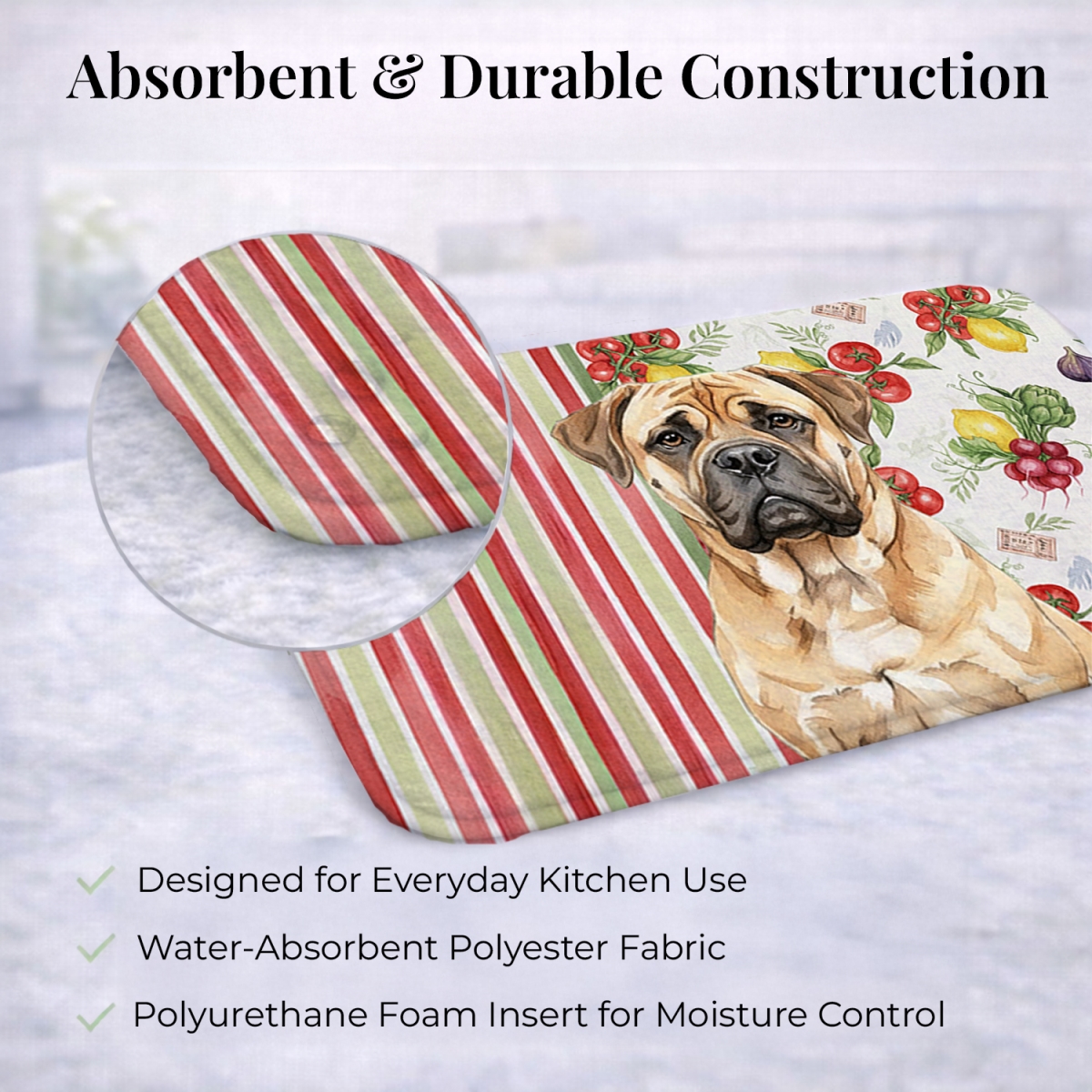 Picture of Carolines Treasures WDK8153DDM 21 x 14 in. Bullmastiff Vegetables Dish Drying Mat