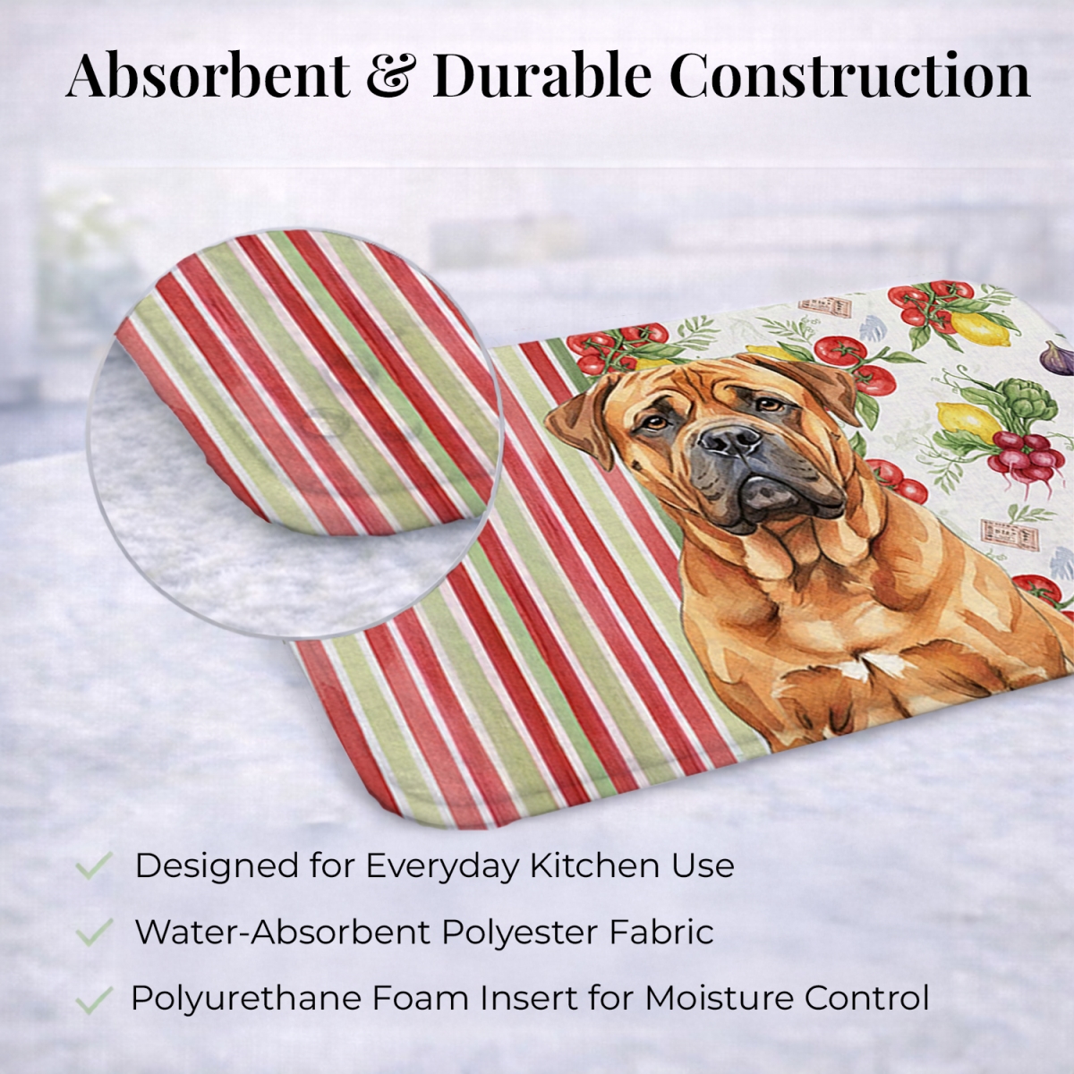 Picture of Carolines Treasures WDK8154DDM 21 x 14 in. Red Bullmastiff Vegetables Dish Drying Mat