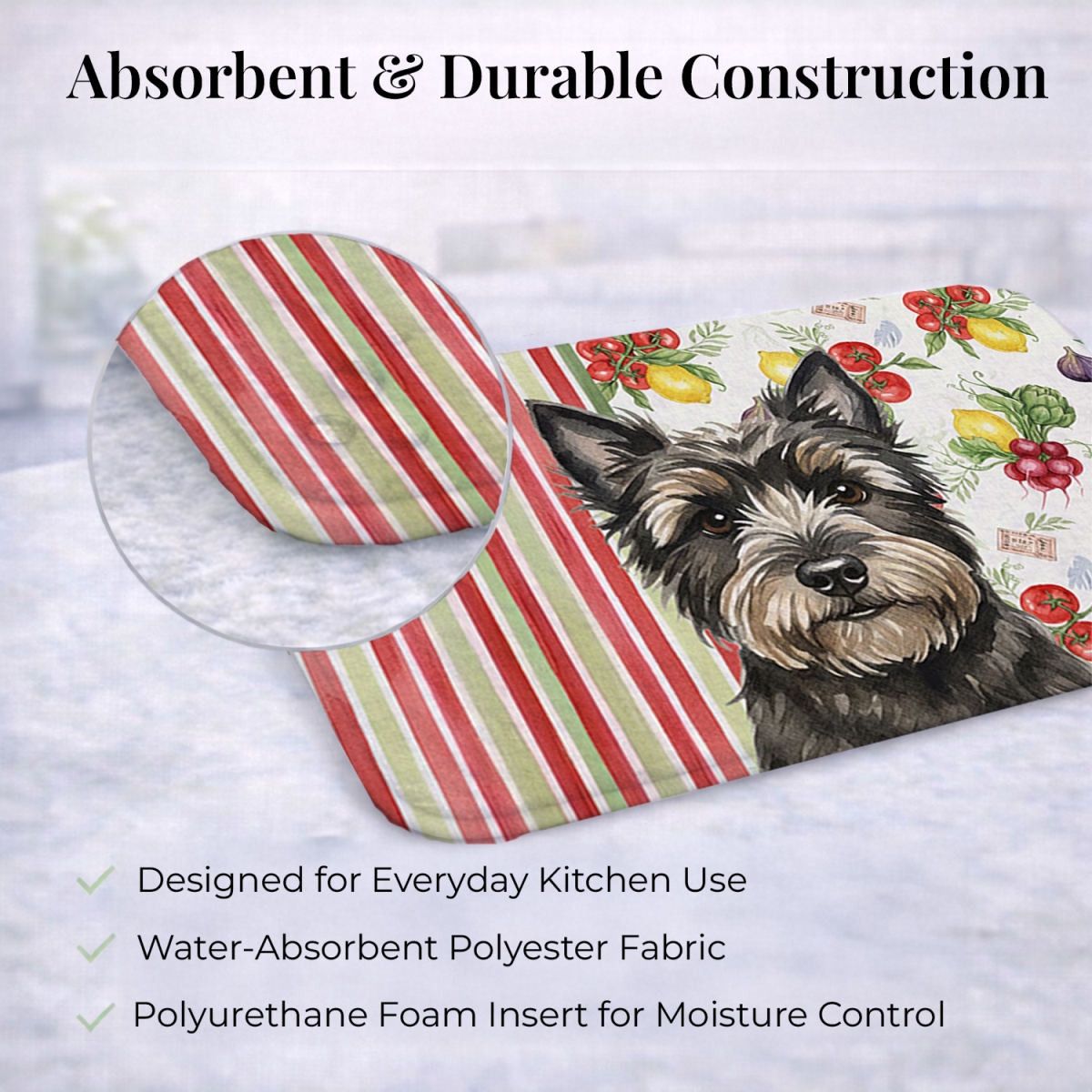 Picture of Carolines Treasures WDK8155DDM 21 x 14 in. Black Cairn Terrier Vegetables Dish Drying Mat