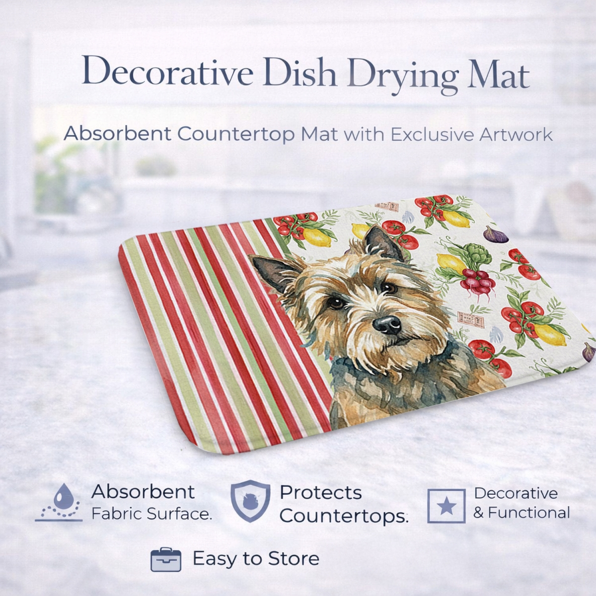 Picture of Carolines Treasures WDK8156DDM 21 x 14 in. Cairn Terrier Vegetables Dish Drying Mat