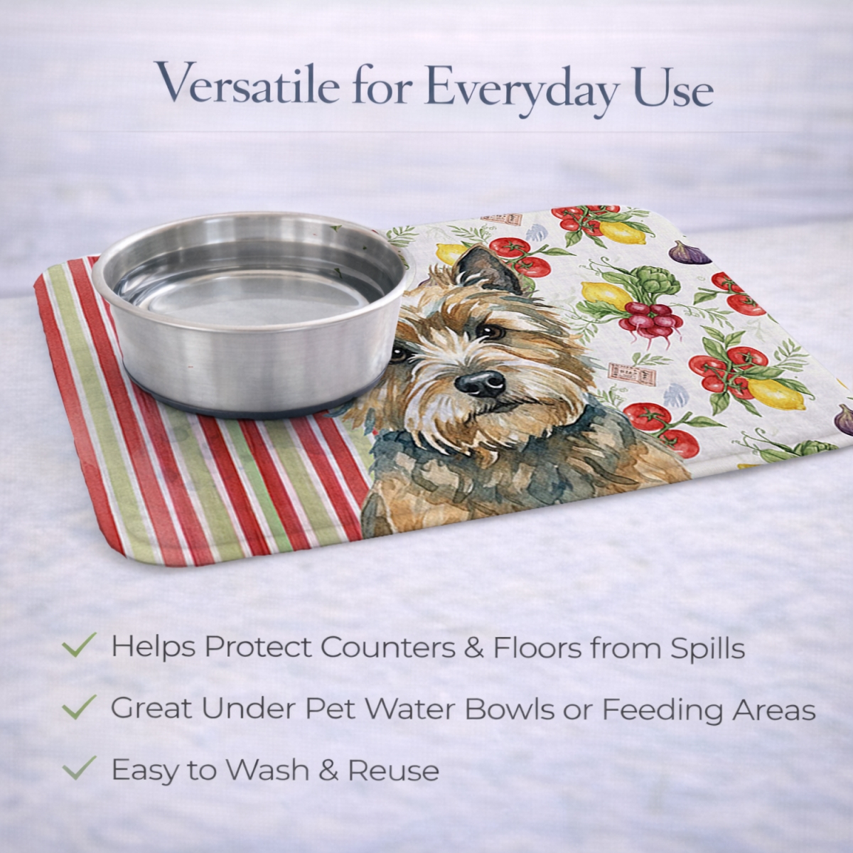 Picture of Carolines Treasures WDK8156DDM 21 x 14 in. Cairn Terrier Vegetables Dish Drying Mat