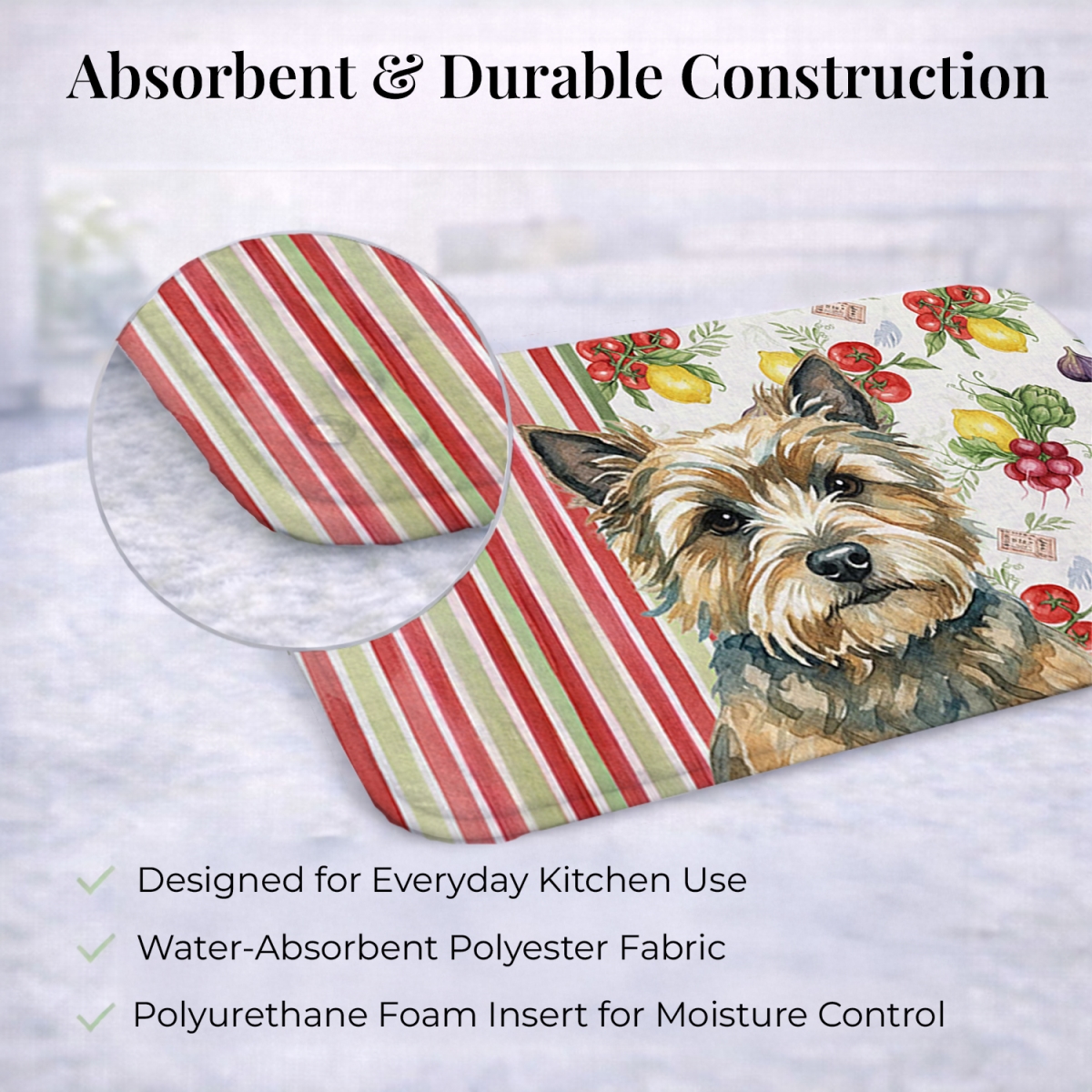 Picture of Carolines Treasures WDK8156DDM 21 x 14 in. Cairn Terrier Vegetables Dish Drying Mat